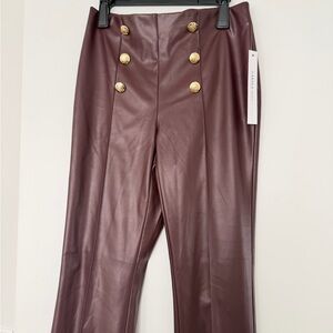 Elegant Burgundy Faux Leather High-Waisted Pants